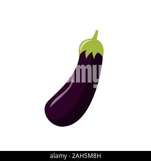 La melanzana illustrazione vettoriale. Cartoon melanzana social media gli Emoji. La melanzana clip art isolati su sfondo bianco. Icona di melanzana, piatto.impianto di melanzane Illustrazione Vettoriale