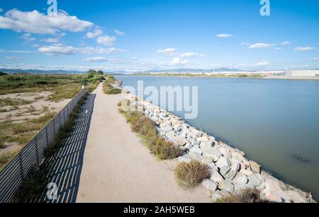 Paesaggio, aree naturali del Llobregat Delta,percorso, El Prat de Llobregat, Provincia Barcellona,Cataluña. Foto Stock