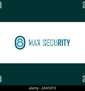 Massima sicurezza Logo Design Template, lucchetto Concetto di logo, protezione dati di forma arrotondata, blu, verde scuro, Bianco, Progetto vettoriale EPS 10 Illustrazione Vettoriale
