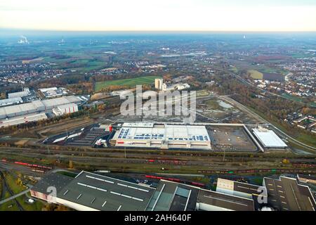 Foto aerea, nuovo Prologis parco logistico, Rewe freschezza centro / centro logistico, sito del vecchio Westfalenhütte, Dortmund, la zona della Ruhr, Renania del Nord- Foto Stock