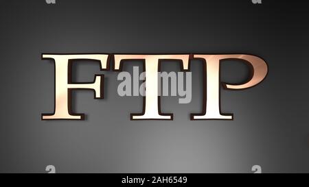 Rame FTP scrivere su sfondo nero - 3D rendering immagine Foto Stock
