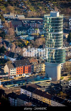 Foto aerea, Excenterhaus è un ufficio torre sulla Universitätsstraße a Bochum, Bochum, la zona della Ruhr, Renania settentrionale-Vestfalia, Germania, DE, Europa, uccelli-e Foto Stock