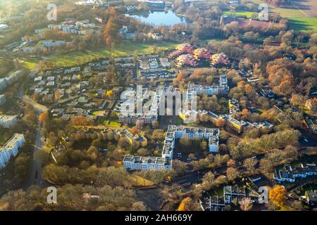 Vista aerea, alloggiamento Wulfen-Barkenberg station wagon, vendita di appartamenti di gamba per Velero Gruppo, Dorsten, la zona della Ruhr, Renania settentrionale-Vestfalia, Germania, DE, Europa Foto Stock