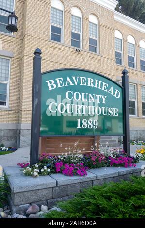 Dillon, Montana - Luglio 23, 2014: La Beaverhead County Courthouse segno Foto Stock