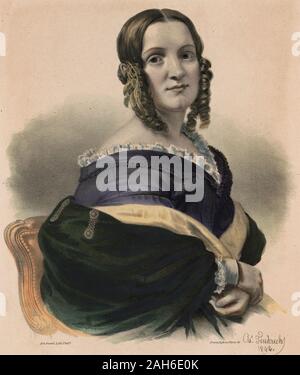 Stampa mostra Angelica Van Buren, mezza lunghezza ritratto, seduto, rivolto verso la parte anteriore, circa 1844 Foto Stock