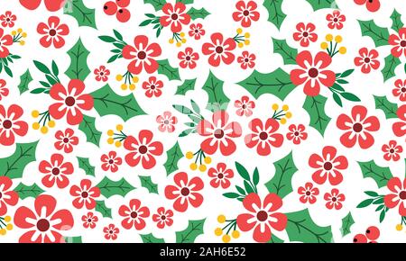 Natale rosso design floreale, per una perfetta motivo floreale. Illustrazione Vettoriale