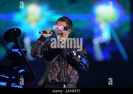 Rio de Janeiro, Brasile, 7 ottobre 2019. Cantante e chitarrista MATTEO Bellamy della rock band Muse, durante un concerto al Rock in Rio a Rio de Ja Foto Stock