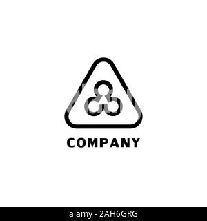 Logo triangolo concetto, rete Construction Company Logo Design Template, nero, giallo di forma arrotondata, tre punti elemento, Progetto vettoriale EPS10 Illustrazione Vettoriale