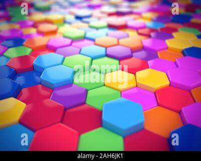 Abstract colorato 3D render esagonale struttura geometrica sfondo Foto Stock
