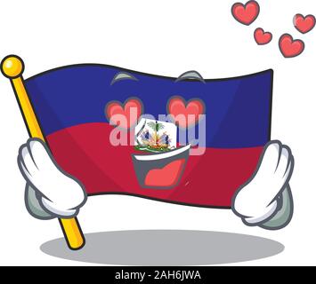 Falling In Love carino bandiera haiti scorrere mascotte cartoon design Illustrazione Vettoriale