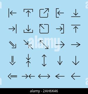 Line arrow icon set. Illustrazione Vettoriale, design piatto Illustrazione Vettoriale