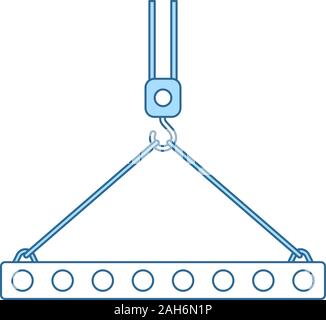 Icona della bramma impiccati sul gancio della gru. Linea sottile con riempimento blu Design. Illustrazione Vettoriale. Illustrazione Vettoriale