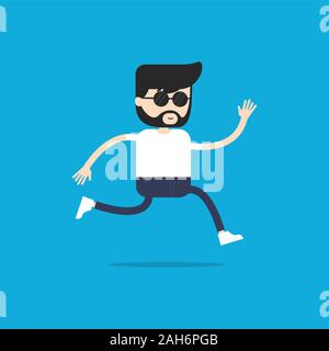 Hipster uomo con la barba in esecuzione. vettore Illustrazione Vettoriale
