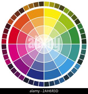 Illustrazione vettoriale di colore di stampa ruota con dodici colori in gradazioni Illustrazione Vettoriale