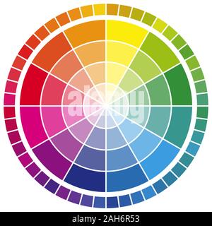 Illustrazione vettoriale di colore di stampa ruota con dodici colori in gradazioni Illustrazione Vettoriale
