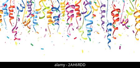 Illustrazione vettoriale di seamless multi colore coriandoli e stelle  filanti per carnevale o il tempo del partito su sfondo bianco Immagine e  Vettoriale - Alamy