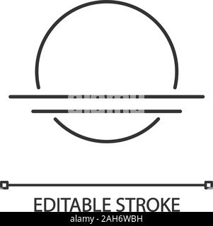 Sunrise icona lineare. Il tramonto. Linea sottile illustrazione. Aumento o impostazione di sun. Simbolo di contorno. Il vettore isolato schizzo. Corsa modificabile Illustrazione Vettoriale