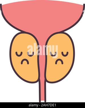 Triste della ghiandola prostatica icona di colore. Salute dell'uomo. Sistema riproduttivo maschile malattie. Isolato illustrazione vettoriale Illustrazione Vettoriale