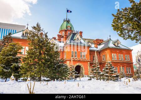 Sapporo, Giappone presso l'ex Hokkaido uffici governativi durante l'inverno. Foto Stock