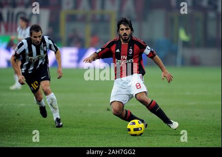 Milano, 30 ottobre 2010, 'G.ALLO STADIO MEAZZA SAN SIRO ' Stadium, il campionato di calcio Seria A 2010/2011, AC Milan - Juventus FC : Gennaro Gattuso in acti Foto Stock