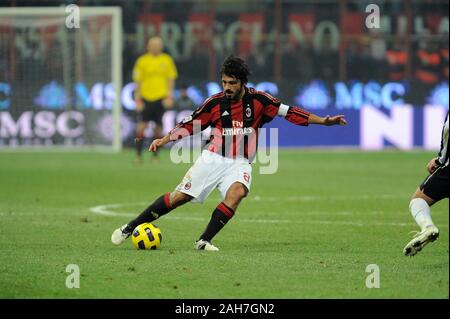 Milano, 30 ottobre 2010, 'G.ALLO STADIO MEAZZA SAN SIRO ' Stadium, il campionato di calcio Seria A 2010/2011, AC Milan - Juventus FC : Gennaro Gattuso in acti Foto Stock