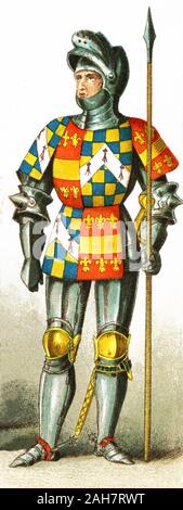 Questa illustrazione mostra Richard Neville, il conte di Warwick (1428-1471). Egli era il capo figura baronale in guerre di rose. Egli ha combattuto il Yorkists (Richard III) ed era uomo chiave nei primi mesi del regno di Edoardo IV. L'illustrazione risale al 1882. Foto Stock