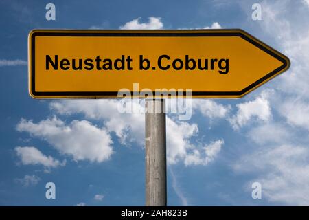 Dettaglio foto di un cartello con la scritta Neustadt bei Coburg, Baviera, Germania, Europa Foto Stock