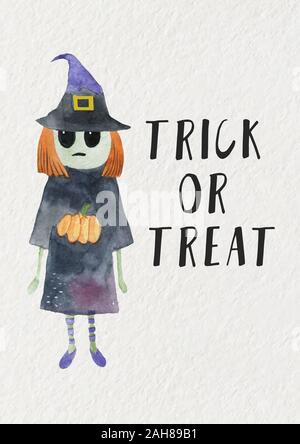Acquerello cartolina su Halloween Foto Stock