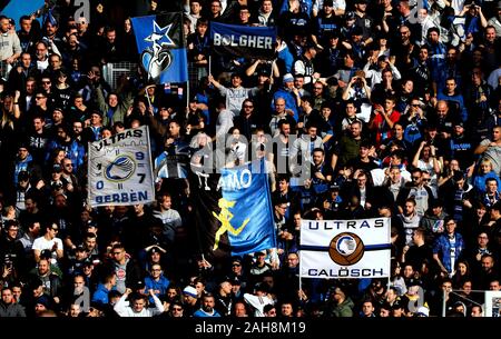 Bergamo, ITALIA - 22 dicembre 2019: Sostenitori di Atalanta durante la Serie A 2019/2020 ATALANTTA contro MILANO allo Stadio Gewiss. Foto Stock