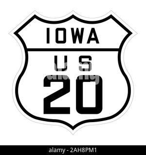 Iowa us route 20 segno Foto Stock