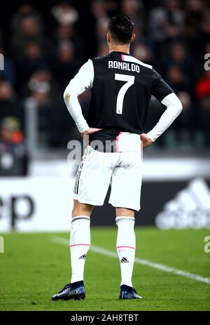 Torino, ITALIA - 10 novembre 2019: Cristiano Ronaldo si affaccia durante la Serie A 2019/2020 JUVENTUS / MILANO allo stadio Allianz. Foto Stock