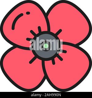 Vettore di fiori di ciliegio, Apple Blossom piatta linea colore icona. Illustrazione Vettoriale