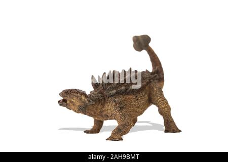Ankylosaurus isolati su sfondo bianco. Vista laterale. Ankylosaurus è un dinosauro erbivoro vissuto nel Cretaceo era. Immagine ideale per boo scientifica Foto Stock