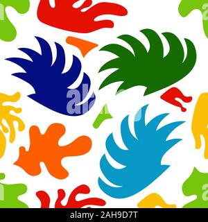 Stile Matisse astratto forme floreali pattern. Moderno stampa esotici. Illustrazione Vettoriale. Modello senza giunture Illustrazione Vettoriale