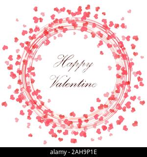 Round i fulmini con cuori e sparkle effetti di colore rosso su sfondo bianco con Happy Valentine saluti Illustrazione Vettoriale