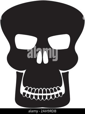 Segno del cranio. Icona nera. Illustrazione di vettore isolato su sfondo bianco. Illustrazione Vettoriale