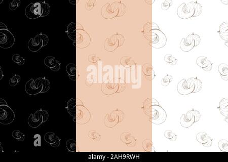 La zucca, mano bozzetto. Seamless pattern impostato Illustrazione Vettoriale