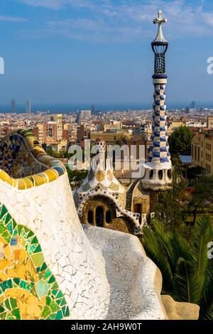 Parc Guell a Barcellona (Spagna) Foto Stock