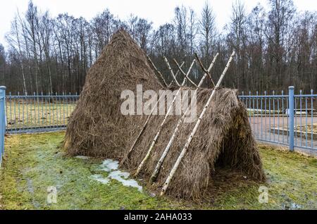 Lenin capanno vicino al lago di Razliv, regione di Leningrado, Russia Foto Stock