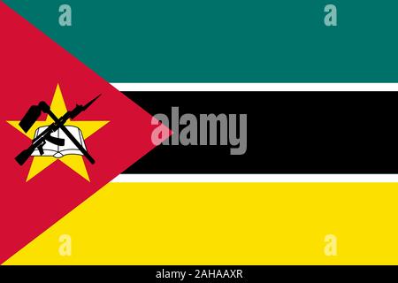 Gazzetta grande piatto bandiera del Mozambico in orizzontale Foto Stock
