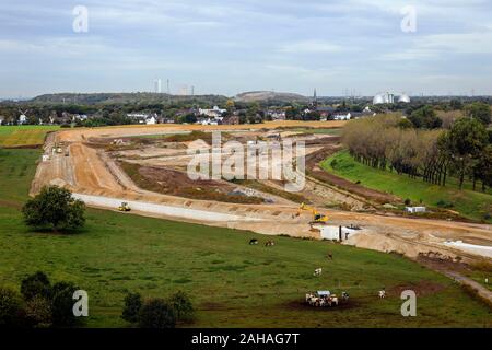 24.09.2019, Oberhausen, Renania settentrionale-Vestfalia, Germania - Emscher conversione, nuova costruzione dell'Emscher AKE di fognature, qui nel campo Holten, pre Foto Stock