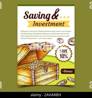 Risparmio e investimenti pubblicitari vettore Poster Illustrazione Vettoriale