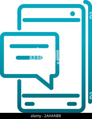 Smartphone discorso bolla messaggio sms communications illustrazione vettoriale linea di sfumatura Illustrazione Vettoriale