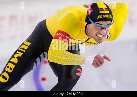 Heerenveen, Paesi Bassi. 27 Dic, 2019. HEERENVEEN, ghiaccio Thialf Stadium, 27-12-2019, stagione 2019/2020, olandese singole distanze campionati. 500m uomini Jan Smeekens durante il match NK singole distanze 27 dicembre Credito: Pro scatti/Alamy Live News Foto Stock