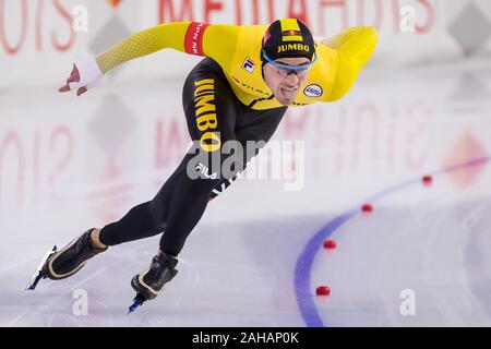 Heerenveen, Paesi Bassi. 27 Dic, 2019. HEERENVEEN, ghiaccio Thialf Stadium, 27-12-2019, stagione 2019/2020, olandese singole distanze campionati. 500m uomini 2° posto Jan Smeekens durante il match NK singole distanze 27 dicembre Credito: Pro scatti/Alamy Live News Foto Stock