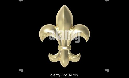 3D rendering di un Fleur de Lys orn Ament ha isolato su sfondo nero Foto Stock