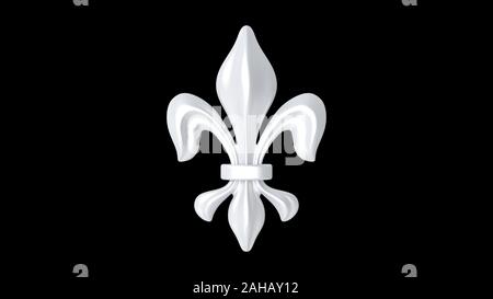 3D rendering di un Fleur de Lys orn Ament ha isolato su sfondo nero Foto Stock