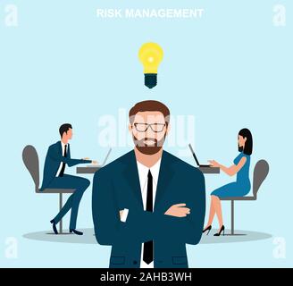 Vettore di un imprenditore, risk management specialist Illustrazione Vettoriale