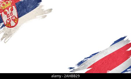 Bandiere di Serbia e Costa Rica su sfondo bianco Foto Stock