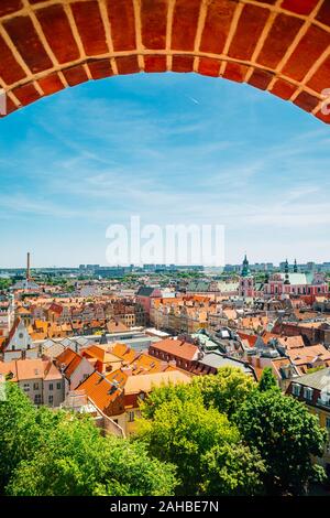 Città vecchia cityscape dal Castello Reale Observation Deck a Poznan, Polonia Foto Stock